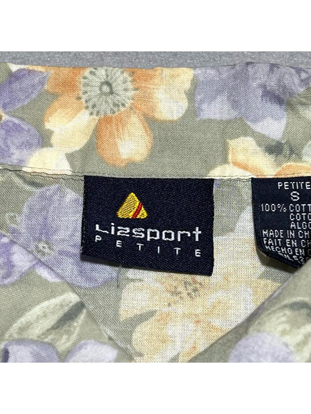 Vintage 90s LizSport Floral Cotton Button Down - Picture 3 of 4